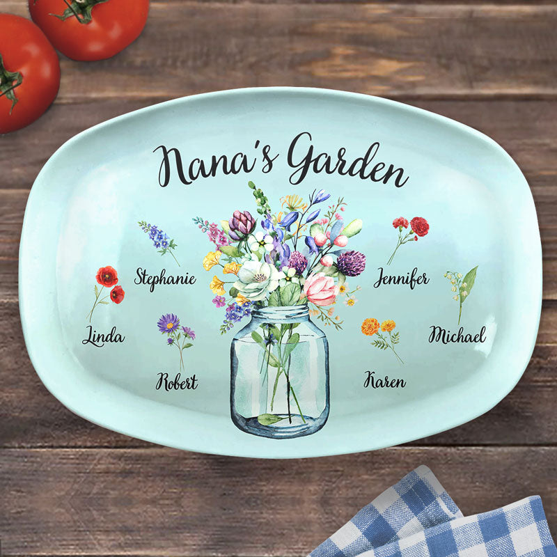 My Grandma's Garden - Family Personalized Custom Platter - Birthday Gift For Grandma