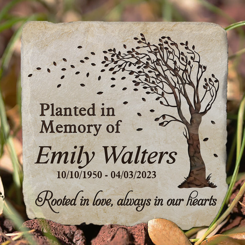 Rooted In Love, Always In Our Heart - Memorial Personalized Memorial Stone - Sympathy Gift, Gift For Family Members