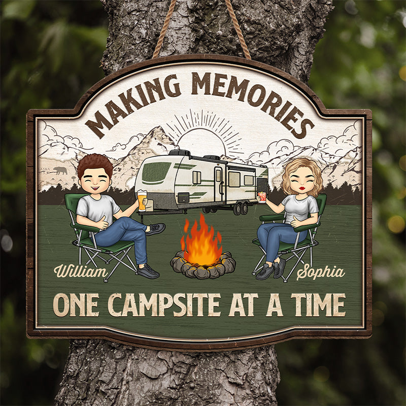 Camping Partners Forever - Camping Personalized Custom Shaped Home Decor Wood Sign - House Warming Gift For Couples, Husband Wife, Camping Lovers