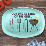 Custom Name King of the Grill Gifts for Dad - Personalized Platter