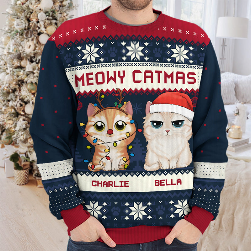 Custom Name Christmas Cat Gifts for Cat Lovers - Personalized Sweatshirt