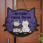 Custom Pet Name Halloween Welcome Gifts for Cat Lovers - Personalized Wood Sign