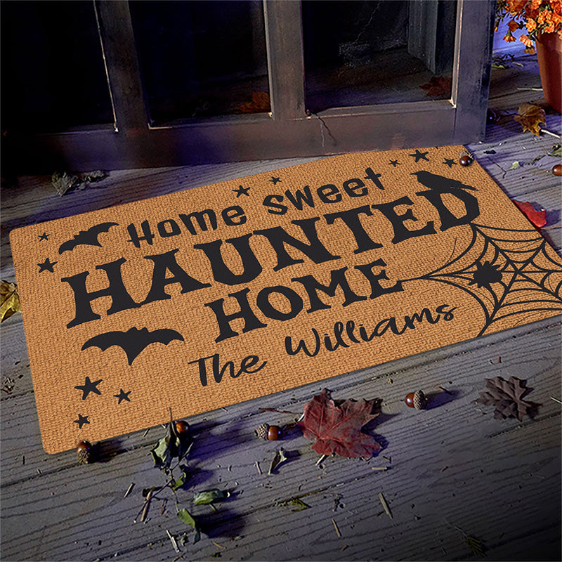 Custom Name Halloween Haunted Home Decor - Personalized Doormat