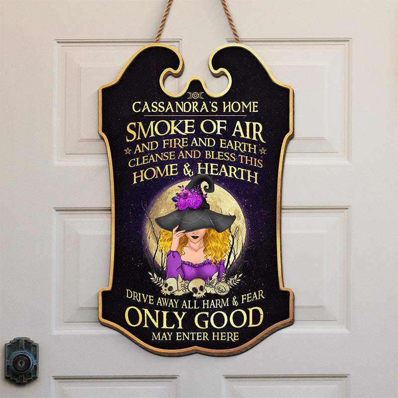 Sky Above Earth Below Peace Within - Personalized Custom Shaped Home Decor Witch Wood Sign - Halloween Gift For Witches, Yourself