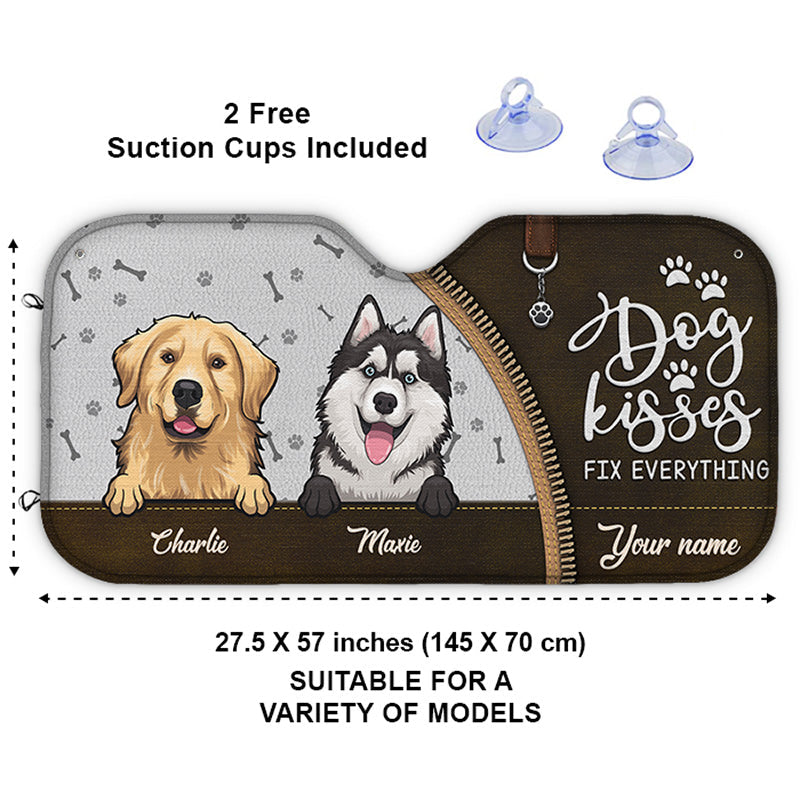 Custom Dog Kisses Fix Everything Gifts for Dog Lovers - Personalized Auto Sunshade