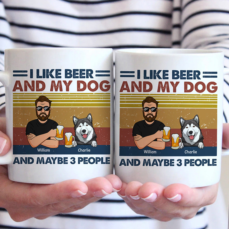 Custom Name Funny Beer and Dog Gifts for Men - Personalized Mugs