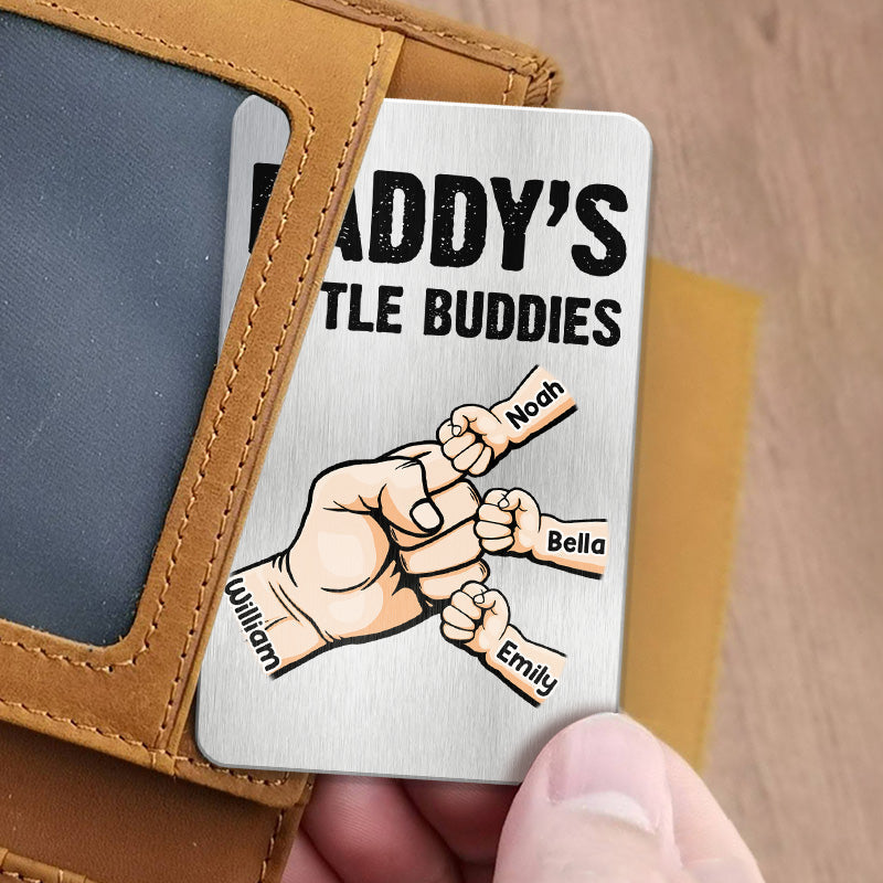 Daddy Buddies - Family Personalized Custom Aluminum Wallet Card - Father's Day, Birthday Gift For Dad