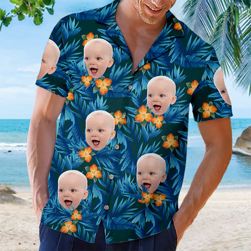 Custom Photo Colorful Tropical Flowers And Leaves Pattern - Family Personalized Custom Unisex Tropical Hawaiian Aloha Shirt - Summer Vacation Gift, Gift For Family Members