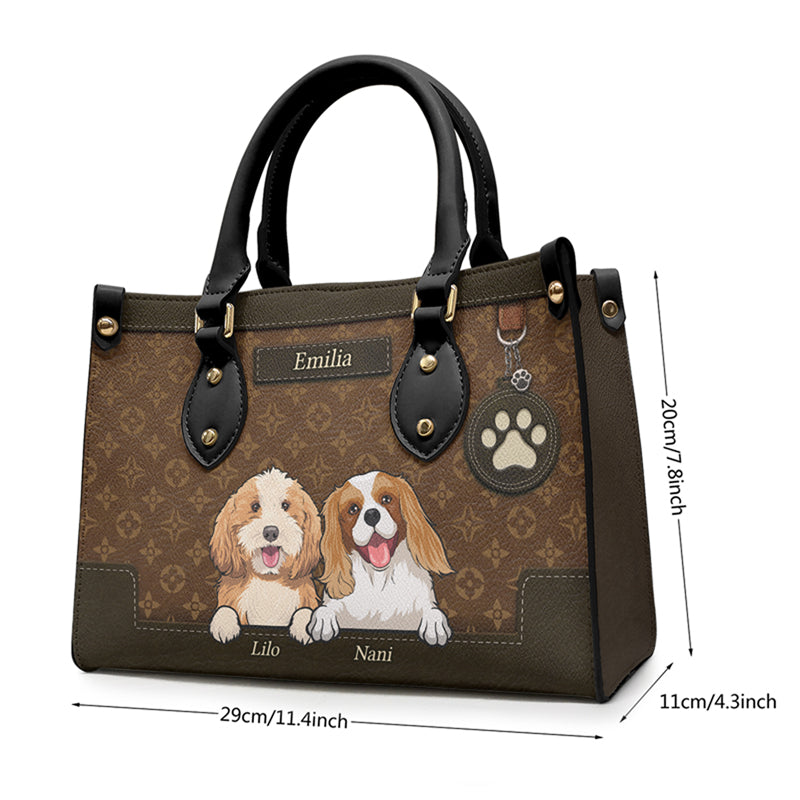 Custom Name Dog Gifts for Dog Lovers - Personalized Leather Handbag