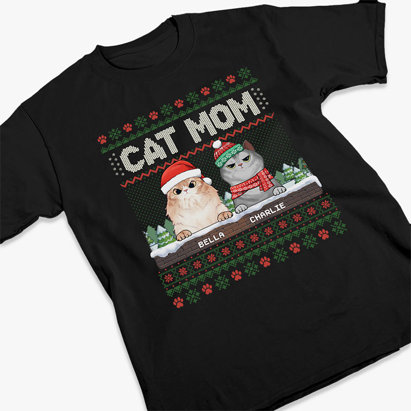 Custom Name Christmas Cat Mom Gifts for Women - Personalized Apparel