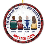 Custom Name Sibling Christmas Gifts - Personalized Ceramic Ornament