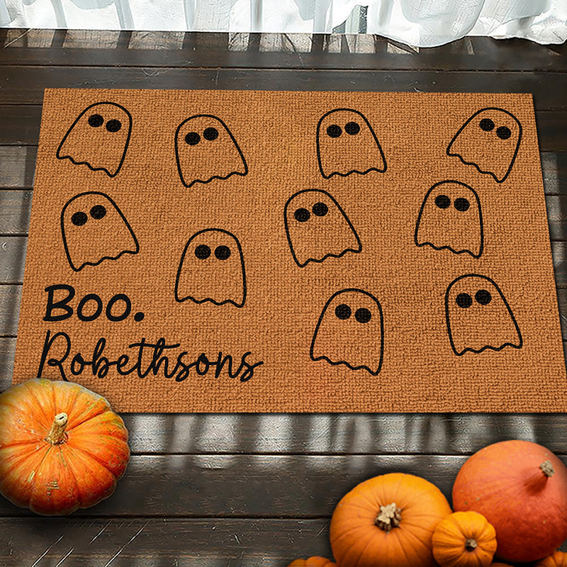 Custom Name Halloween Ghost Gifts for Families - Personalized Doormat