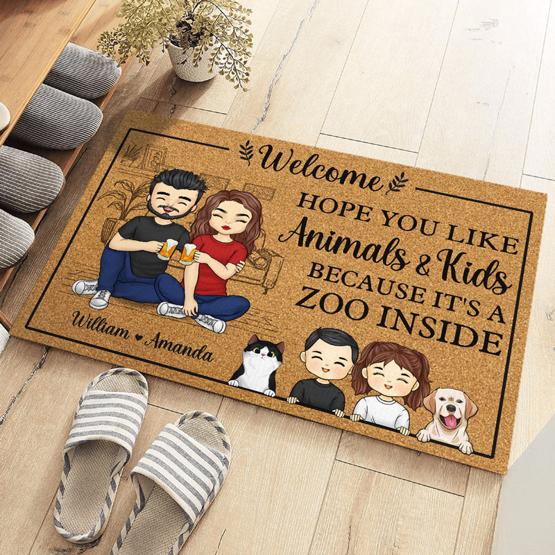 Custom Name Funny Zoo Inside Welcome Gifts - Personalized Doormat