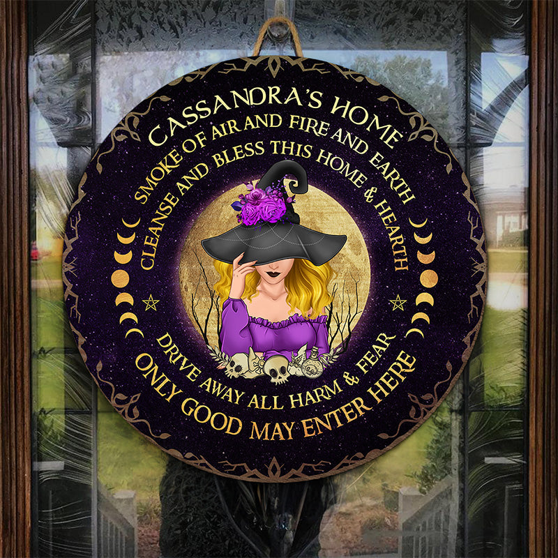 Custom Name Witch Home Blessing Decor - Personalized Wood Sign