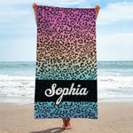 Custom Name Animal Print Beach Gifts for Women - Personalized Beach Towel