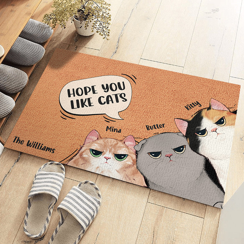 Custom Hope You Like Cats Home Decor - Personalized Doormat