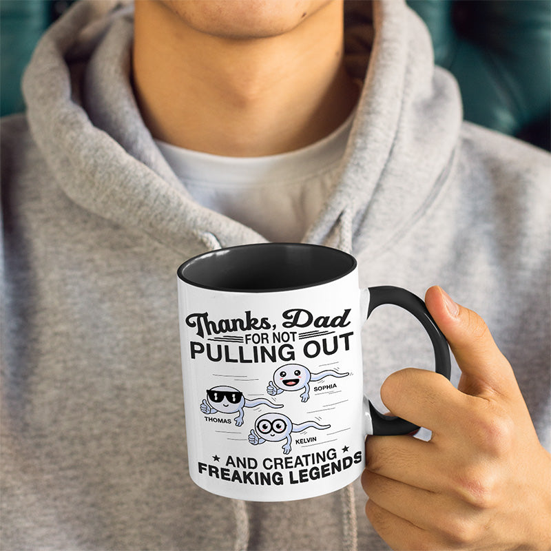 Thanks For Having Us - Family Personalized Custom Accent Mug - Father's Day, Birthday Gift For Dad