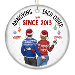 Custom Name Anniversary Christmas Gifts for Couples - Personalized Ceramic Ornament
