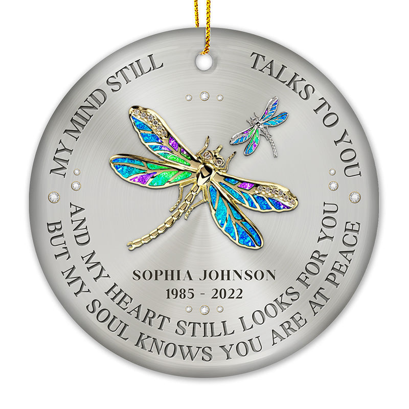 Custom Name Memorial Dragonfly Gifts - Personalized Ceramic Ornament