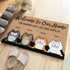 Enter With A Happy Heart - Cat Personalized Custom Decorative Mat - Gift For Pet Owners, Pet Lovers