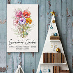 Custom Name Floral Grandma Gifts - Personalized Poster