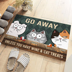 Custom Go Away Unless You Have Wine & Cat Treats Housewarming Decor - Personalized Doormat