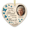 Custom Photo In Loving Memory - Memorial Personalized Custom Ornament - Ceramic Heart Shaped - Christmas Gift, Sympathy Gift For Family Members
