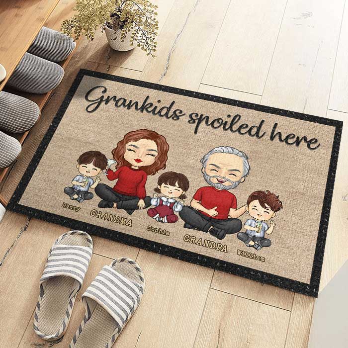 Custom Name Spoiled Grandkids Gifts for Grandparents - Personalized Doormat
