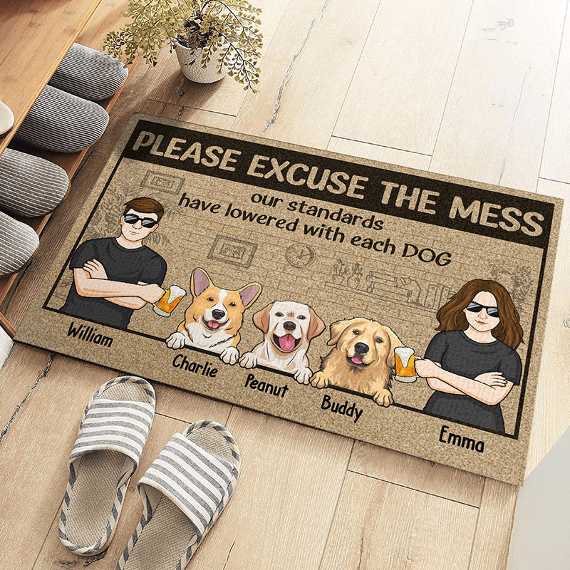 Crazy Dog Lady And Her Grumpy Old Man - Dog & Cat Personalized Custom Decorative Mat - Gift For Pet Lovers, Pet Owners