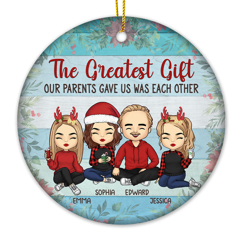 Custom Name Family Christmas Gifts for Parents - Personalized Ceramic Ornament