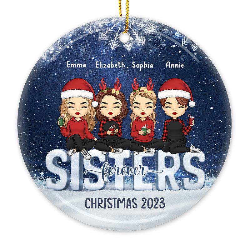 Custom Name Christmas Sister Gifts - Personalized Ceramic Ornament