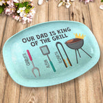 Custom Name King of the Grill Gifts for Dad - Personalized Platter