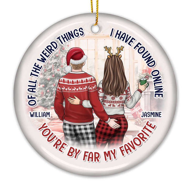 Custom Name Funny Christmas Couple Gifts - Personalized Ceramic Ornament