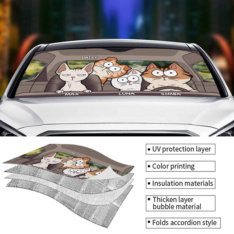 Custom Cartoon Cats Gifts for Cat Lovers - Personalized Auto Sunshade