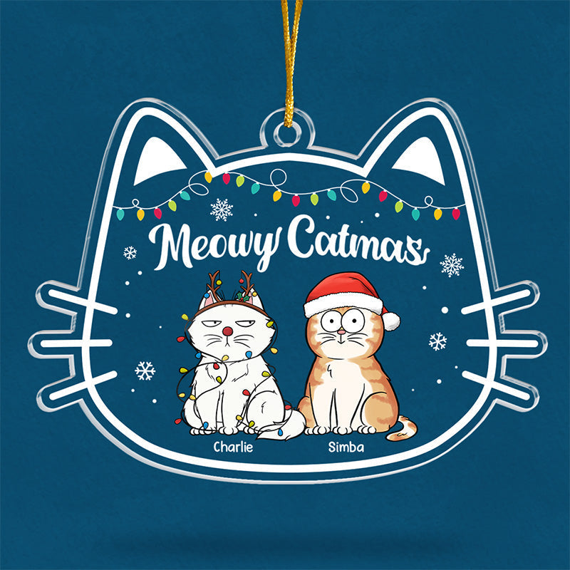 Custom Name Meowy Catmas Gifts for Cat Lovers - Personalized Ornament