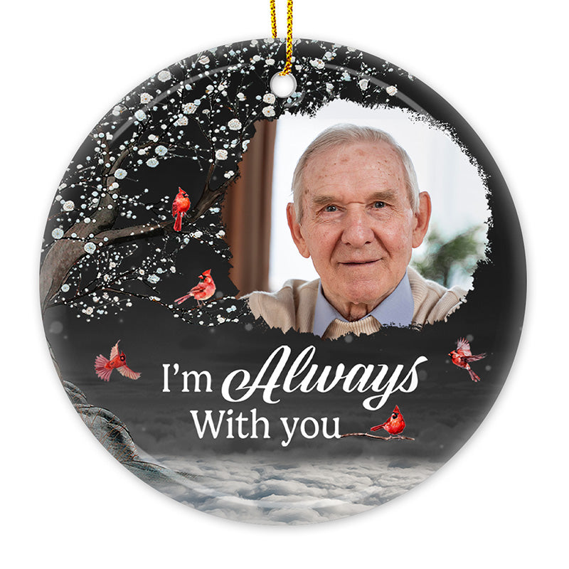 Custom Photo I Hold You Tightly Within My Heart - Memorial Personalized Custom Ornament - Ceramic Round Shaped - Christmas Gift, Sympathy Gift For Family Members