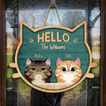 Custom Cat Family Welcome Home Decor - Personalized Wood Sign