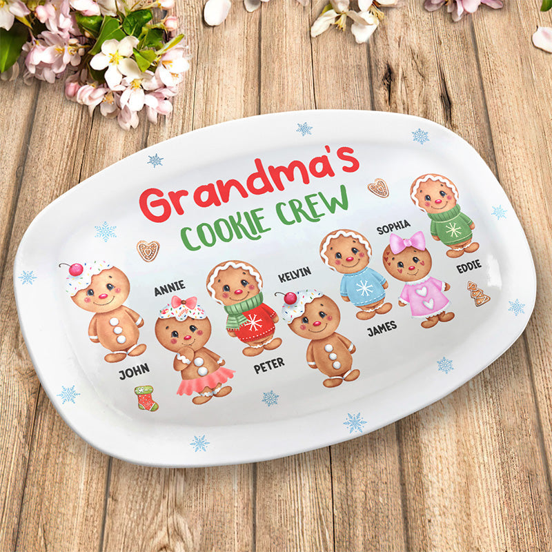 Custom Name Christmas Cookie Crew Gifts for Grandma - Personalized Platter
