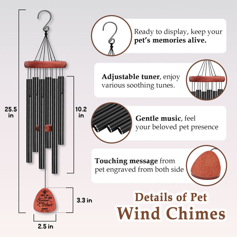 Once By My Side, Forever In My Heart - Memorial Personalized Custom Wind Chime - Sympathy Gift, Gift For Pet Owners, Pet Lovers
