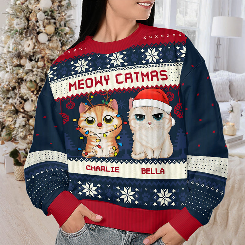 Custom Name Christmas Cat Gifts for Cat Lovers - Personalized Sweatshirt