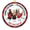 Thanks For Being My Sisters - Bestie Personalized Custom Ornament - Ceramic Round Shaped - Christmas Gift For Best Friends, BFF, Sisters