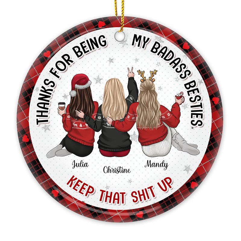 Custom Name Funny Christmas Bestie Gifts - Personalized Ceramic Ornament