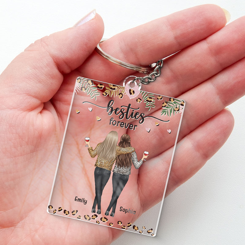 We're Sisters Forever - Besties Personalized Custom Rectangle Shaped Acrylic Keychain - Gift For Best Friends, BFF, Sisters