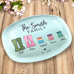 Custom Name Family Rain Boot Gifts - Personalized Platter