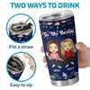 Because Of You I Smile A Lot More - Bestie Personalized Custom Tumbler - Gift For Best Friends, BFF, Sisters