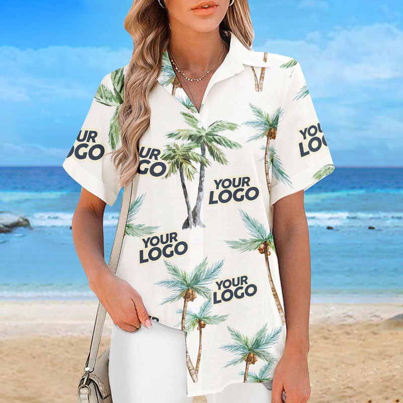 Custom Photo Seek To Sea More - Company Logo Personalized Custom Unisex Tropical Hawaiian Aloha Shirt - Summer Vacation Gift, Gift For Coworker, Team Members