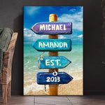 Custom Name Anniversary Beach Sign Gifts for Couples - Personalized Canvas
