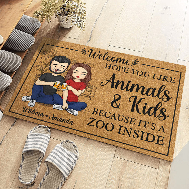 Custom Name Funny Animal Lover Gifts for Couples - Personalized Doormat