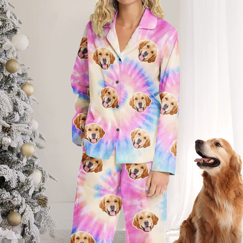 Custom Pet Photo Tie Dye Dog Gifts for Dog Lovers - Personalized Pajamas