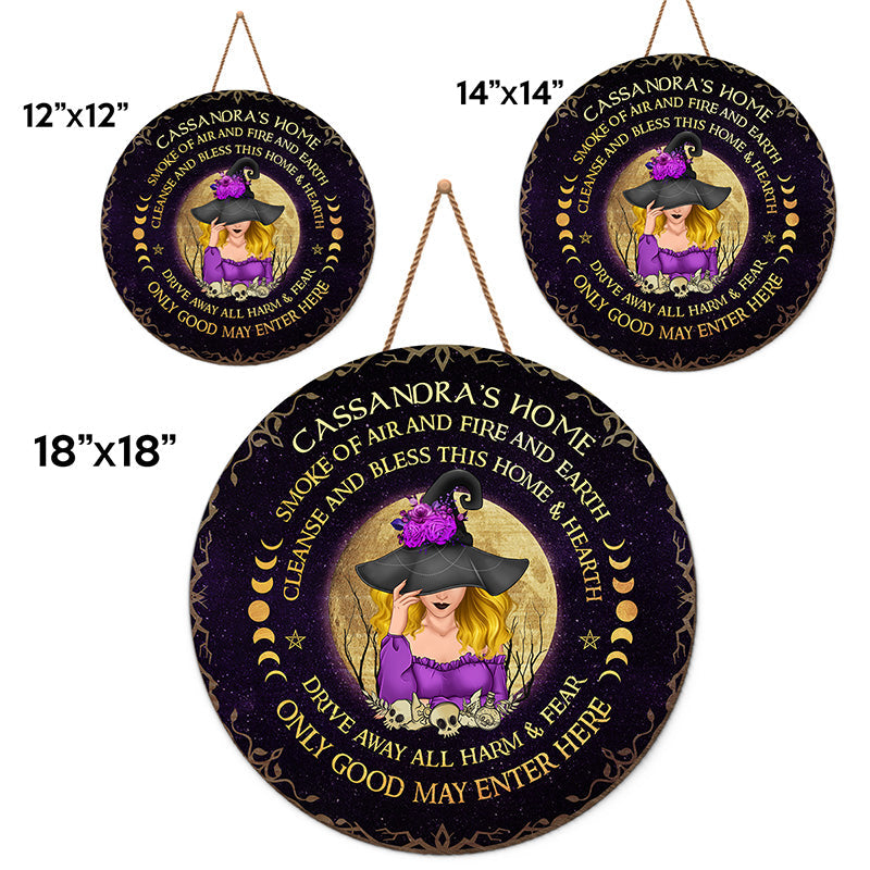 Custom Name Witch Home Blessing Decor - Personalized Wood Sign